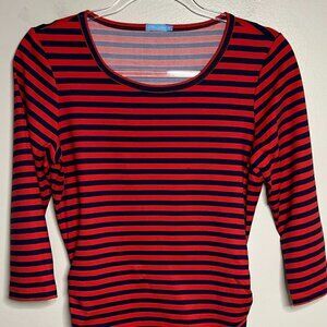 J McLaughlin Rd & Blue Stripe Catalina Cloth Side Ruched Top Size S